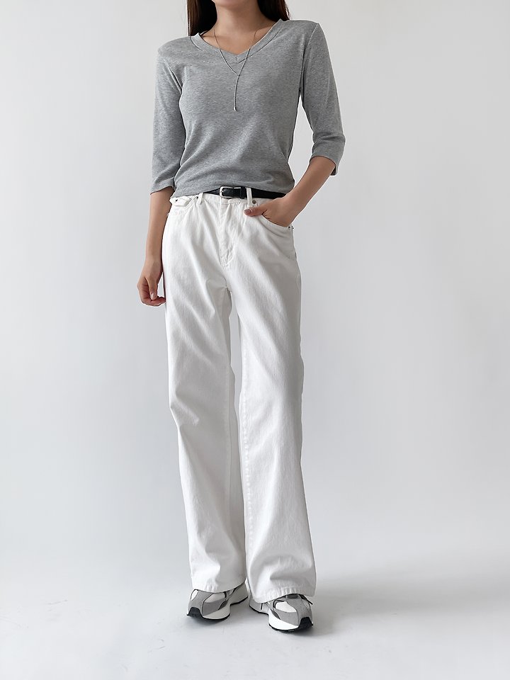 Free 3/4 Sleeve V-Neck Tee by Queensmade for Women - view 3