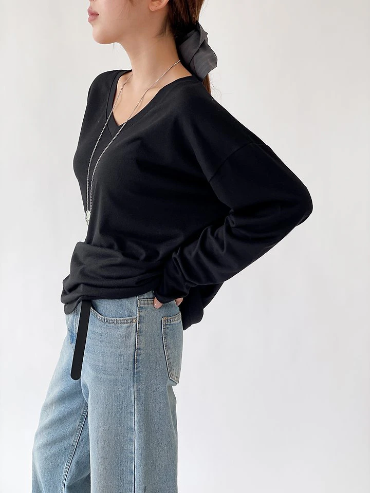 Unique V-Neck Tee by Queensmade for Women - view 3