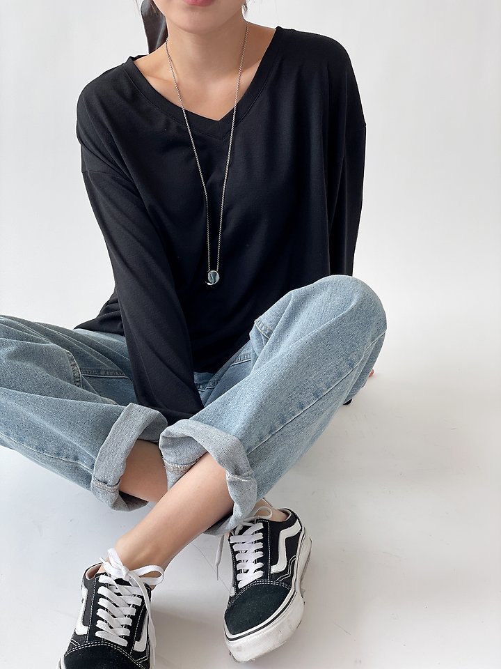 Unique V-Neck Tee by Queensmade for Women - view 9