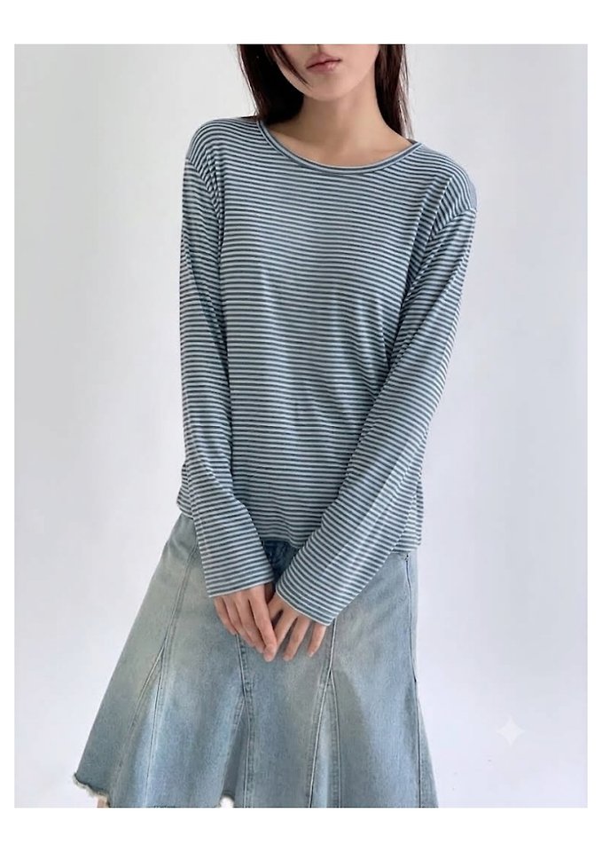 Purvle Stripe Tee by Queensmade for Women - view 5