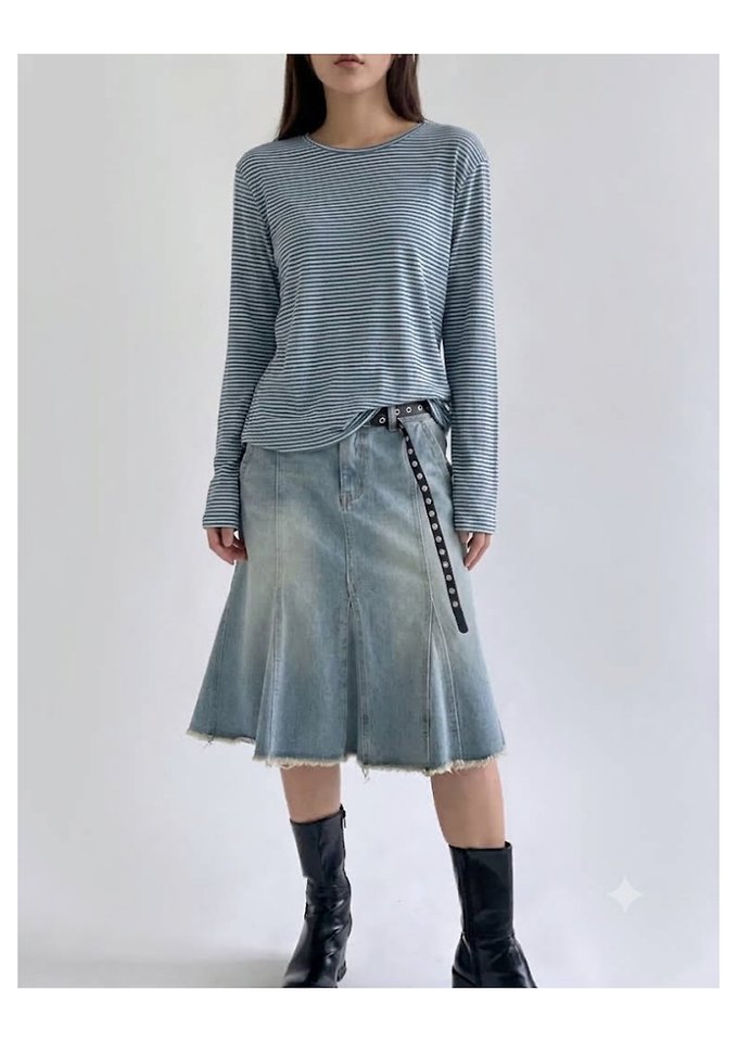Purvle Stripe Tee by Queensmade for Women - view 7