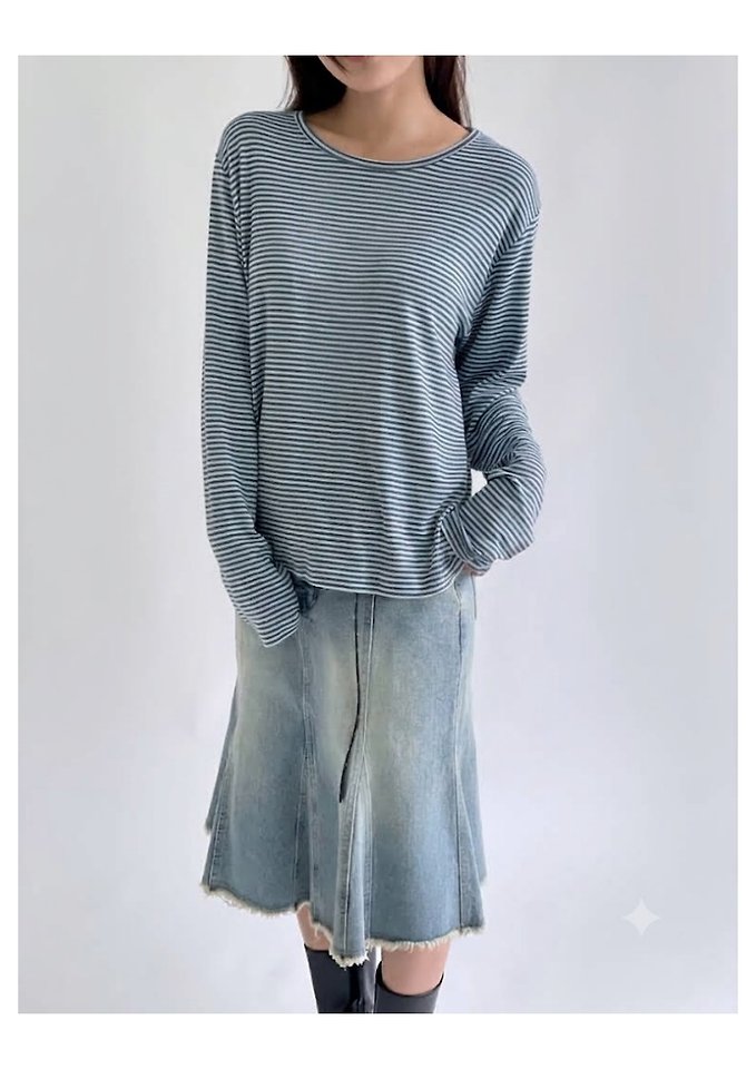 Purvle Stripe Tee by Queensmade for Women - view 9