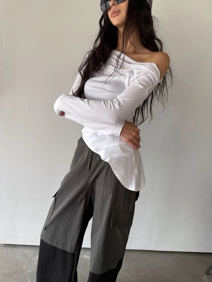 Flow Off Shoulder Unblanace Tee by Rare Closet for Women - view 10