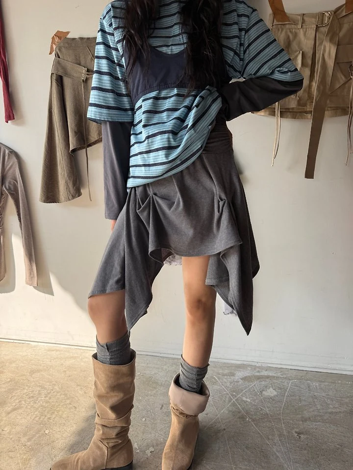 Rough Shirring Unbalance Skirt by Rare Closet for Women - view 1