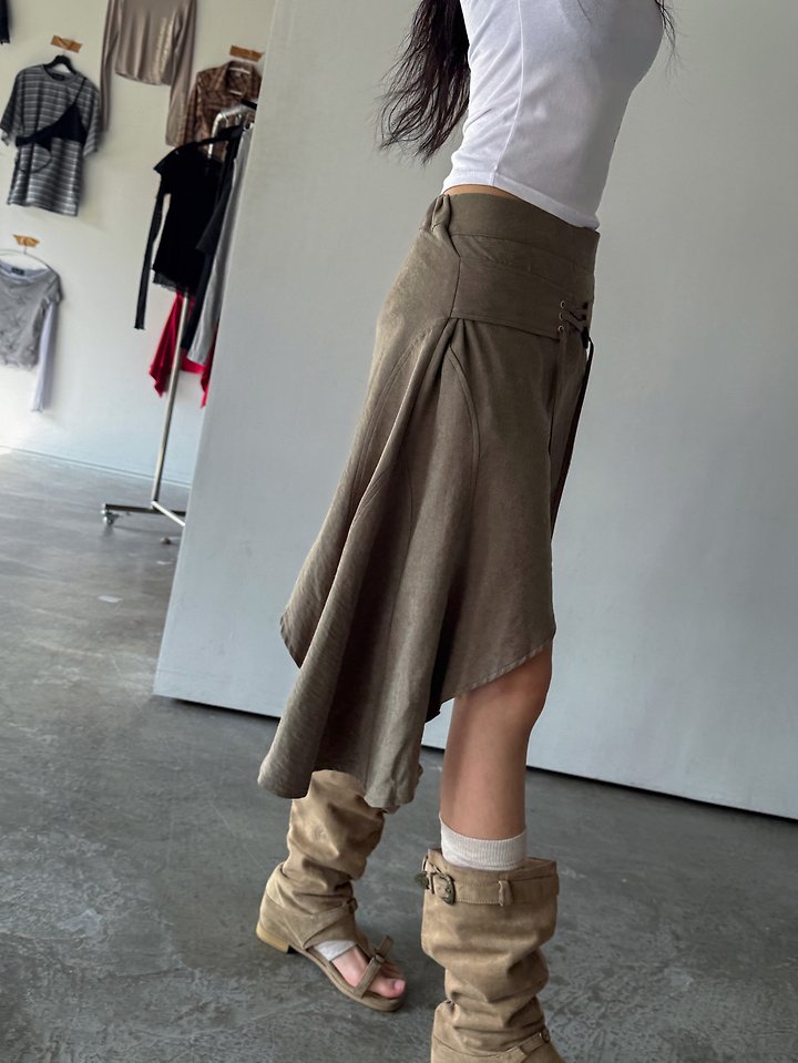 Slit Suede Skirt by Rare Closet for Women - view 5