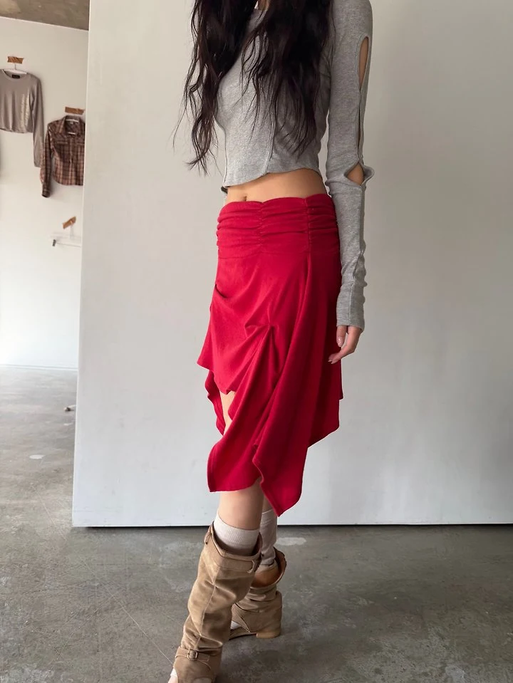 Rough Shirring Unbalance Skirt by Rare Closet for Women - view 2