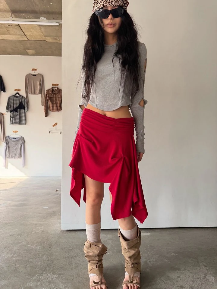 Rough Shirring Unbalance Skirt by Rare Closet for Women - view 4