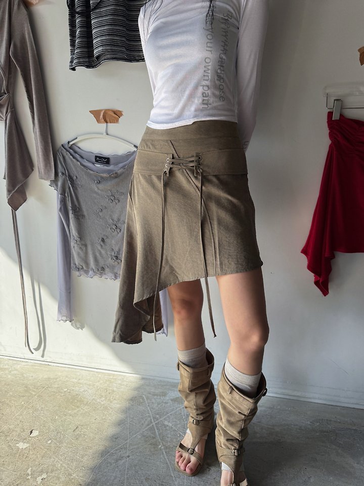 Slit Suede Skirt by Rare Closet for Women - view 8