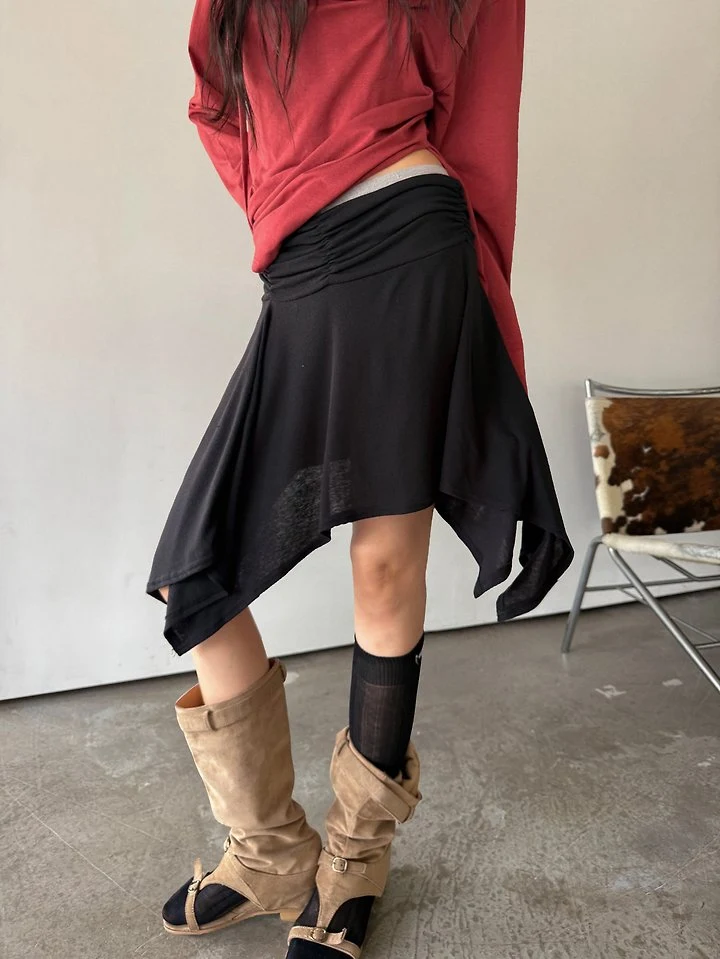Rough Shirring Unbalance Skirt by Rare Closet for Women - view 5