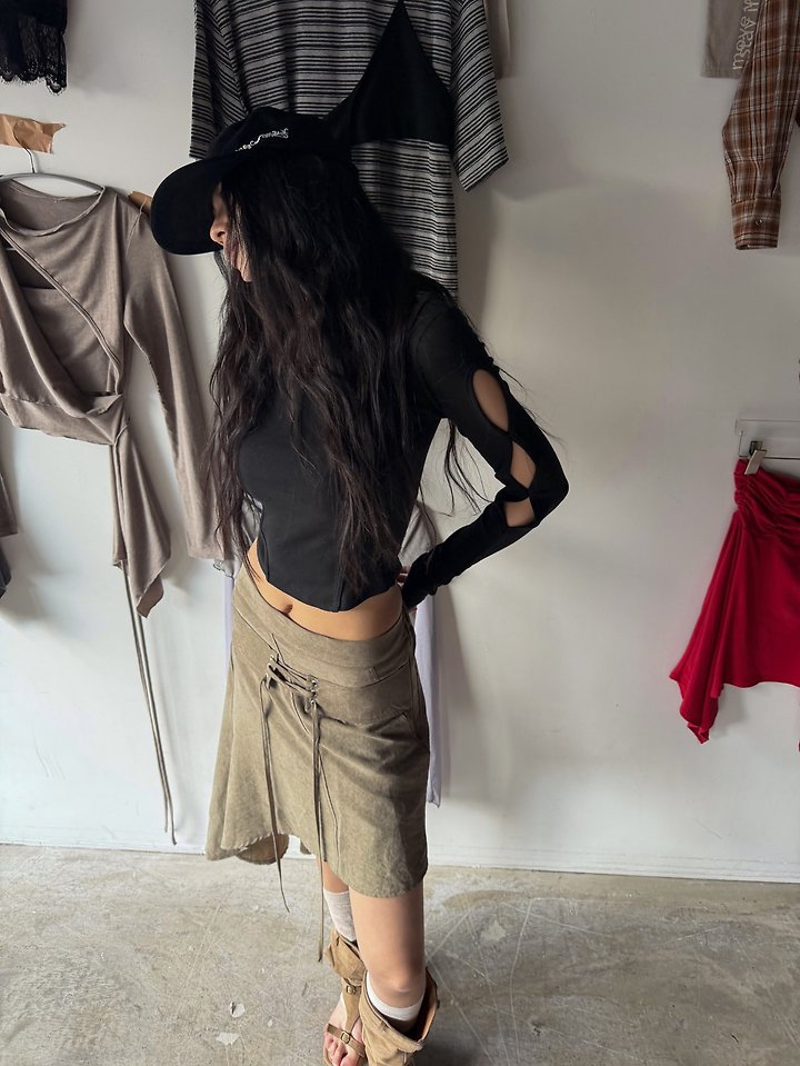 Slit Suede Skirt by Rare Closet for Women - view 10