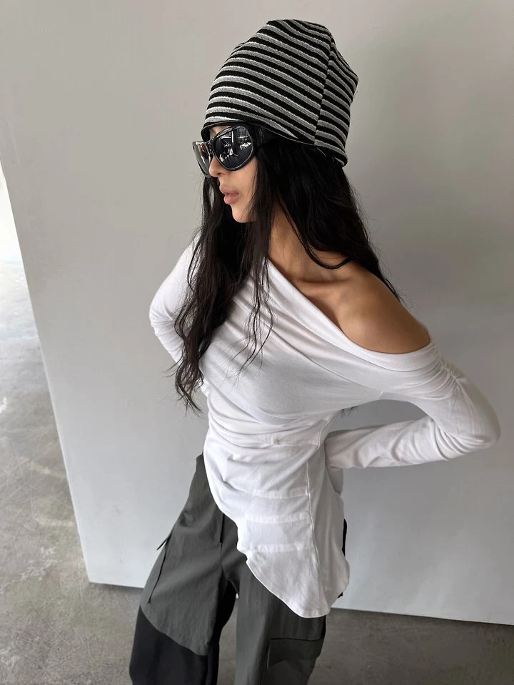 Flow Off Shoulder Unblanace Tee by Rare Closet for Women - view 9