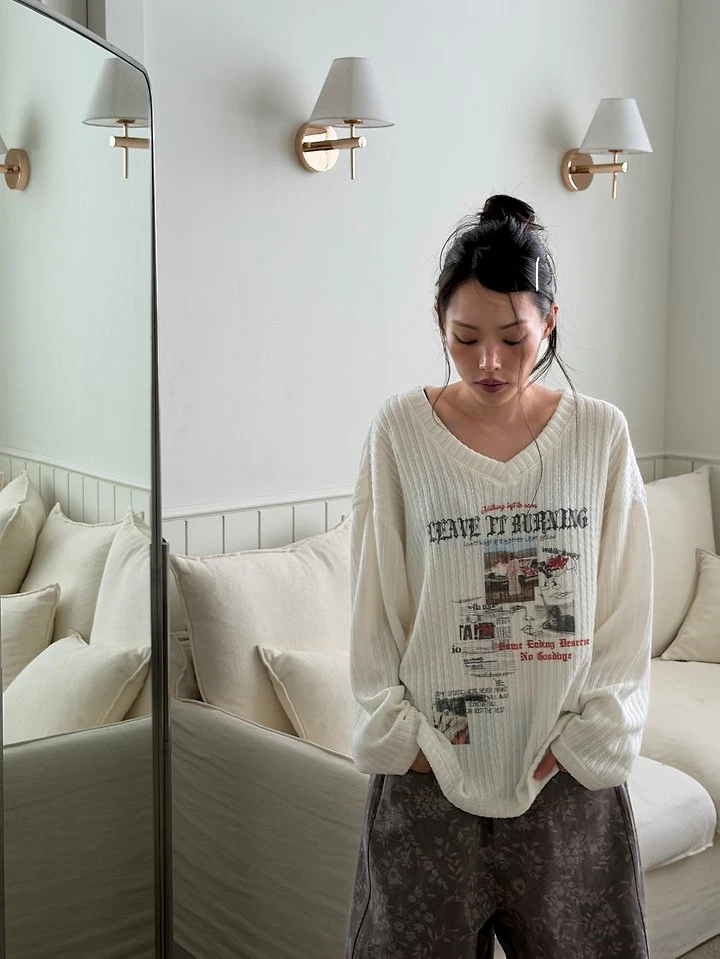 Burning V-neck Knit Tee by Sugar Case for Women - view 10