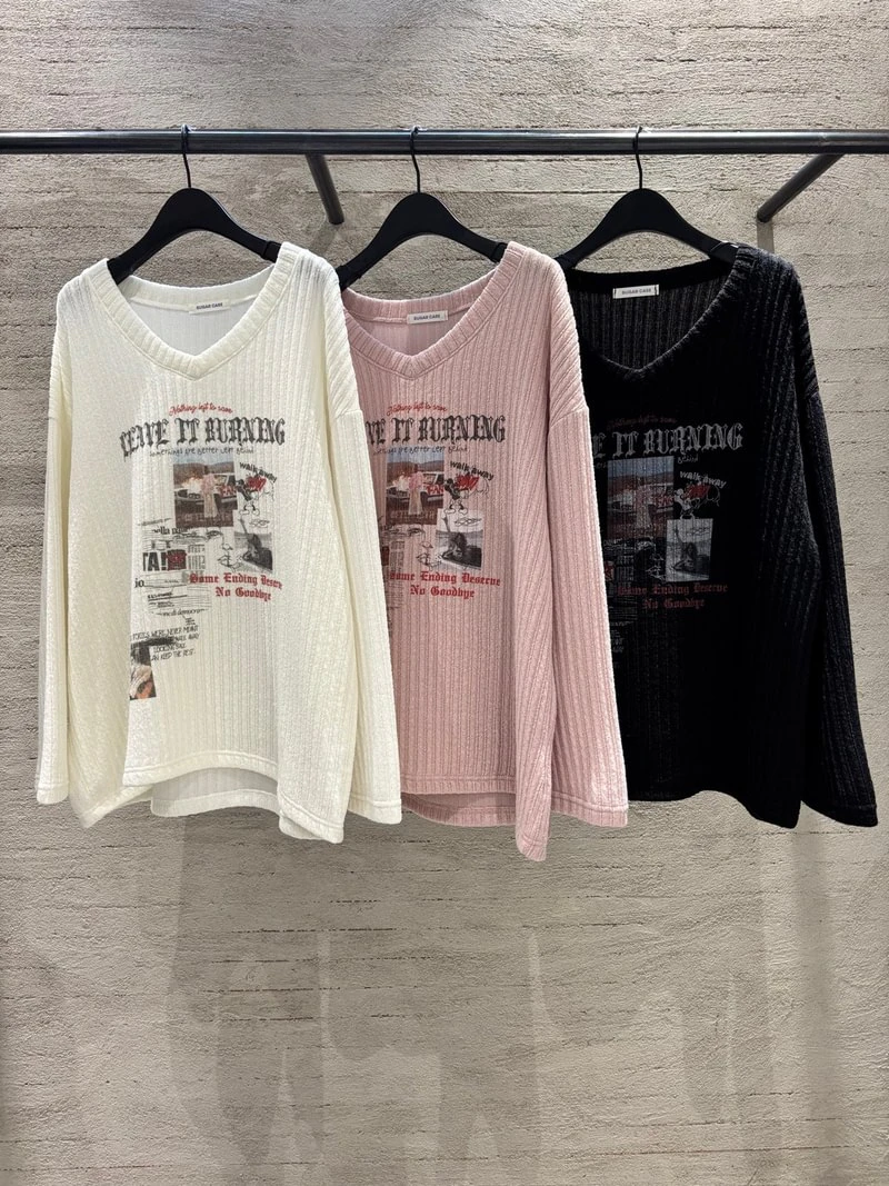 Burning V-neck Knit Tee by Sugar Case for Women - view 12