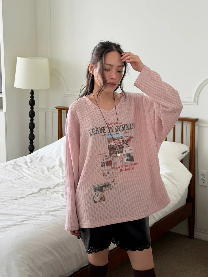 Burning V-neck Knit Tee by Sugar Case for Women - view 4