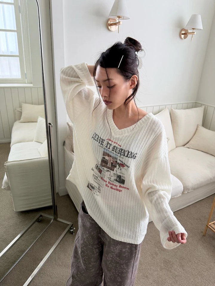Burning V-neck Knit Tee by Sugar Case for Women - view 8
