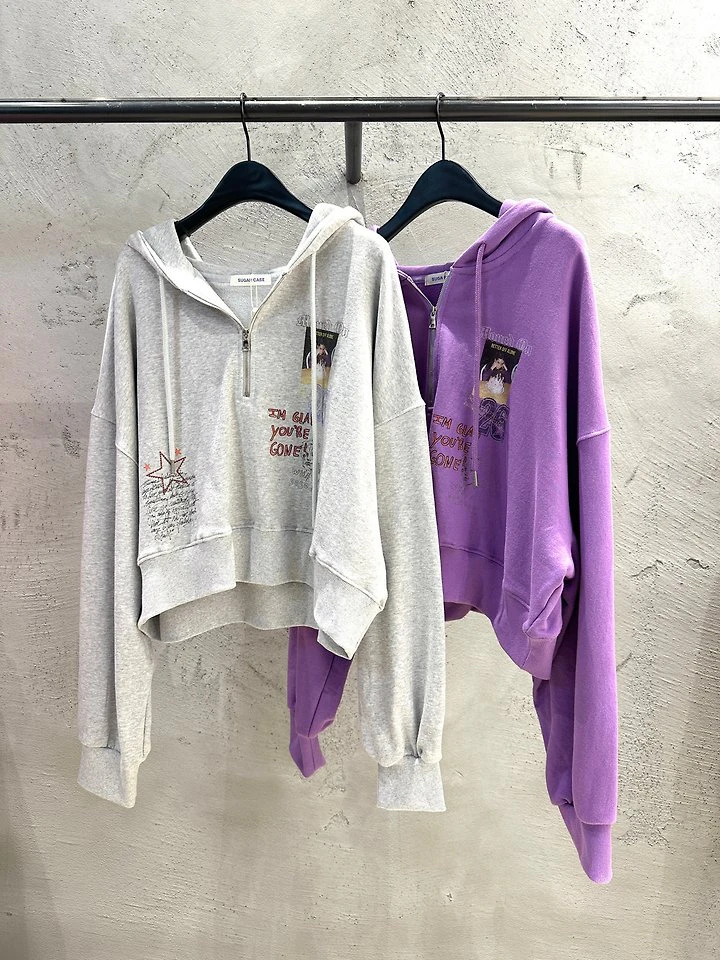 Rough Half Zip-up Hoodie by Sugar Case for Women - view 12