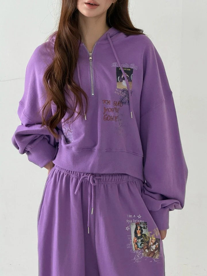 Rough Half Zip-up Hoodie by Sugar Case for Women - view 2