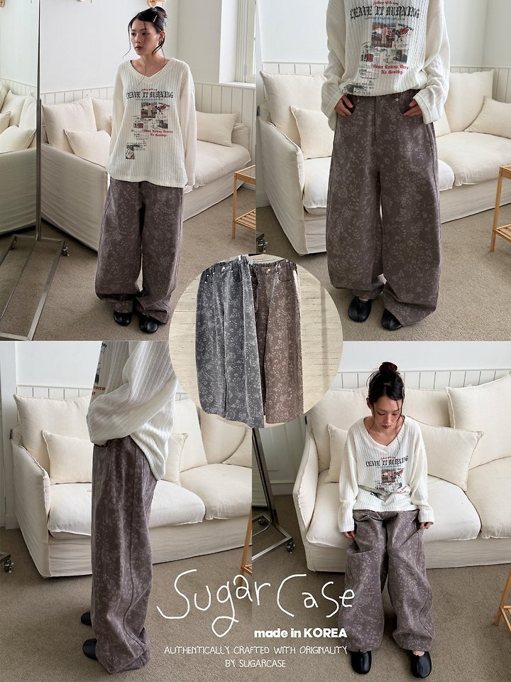 Floral Pigment Curve Pants by Sugar Case for Women - view 1