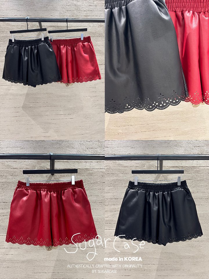 Punching Leather Shorts by Sugar Case for Women - view 2