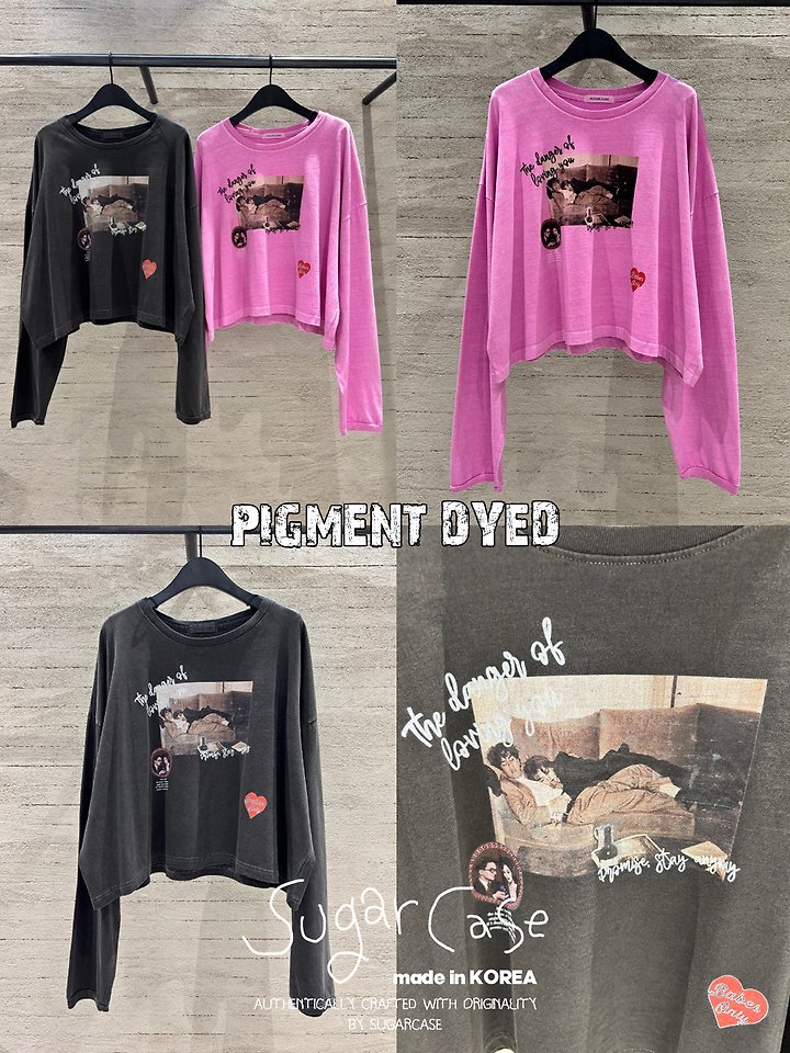 Couple Pigment Dyed Crop Tee by Sugar Case for Women - view 2