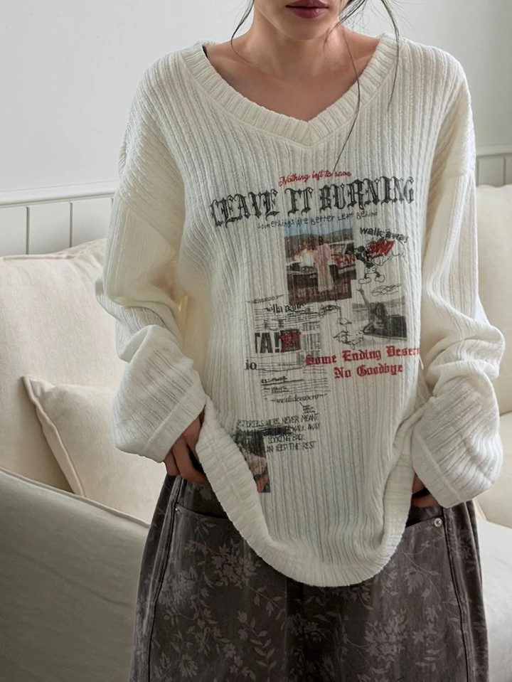 Burning V-neck Knit Tee by Sugar Case for Women - view 11