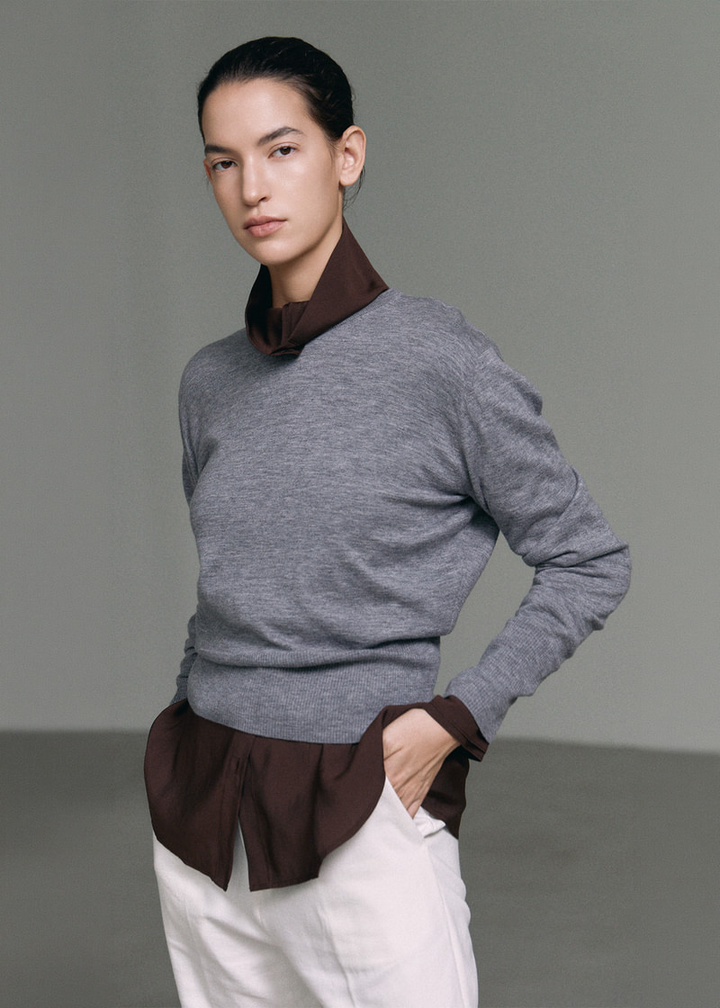Cashmere Touch Thin Round Knit Top by Understanding for Women - view 11