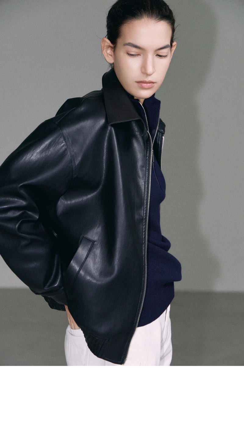 Leather Zip-up Blouson by Understanding for Women - view 11