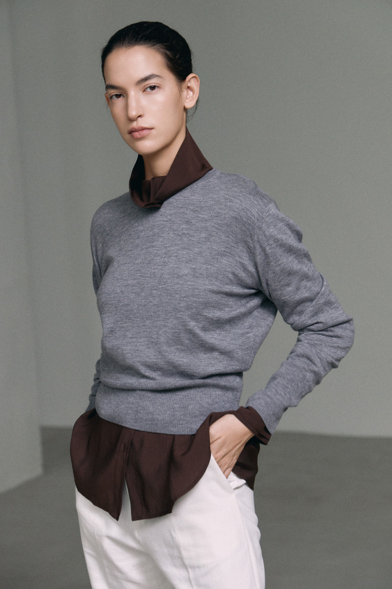 Cashmere Touch Thin Round Knit Top by Understanding for Women - view 9