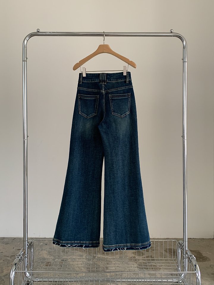 Raw Edge Boots Cut Denim Pants by Vive L for Women - view 2