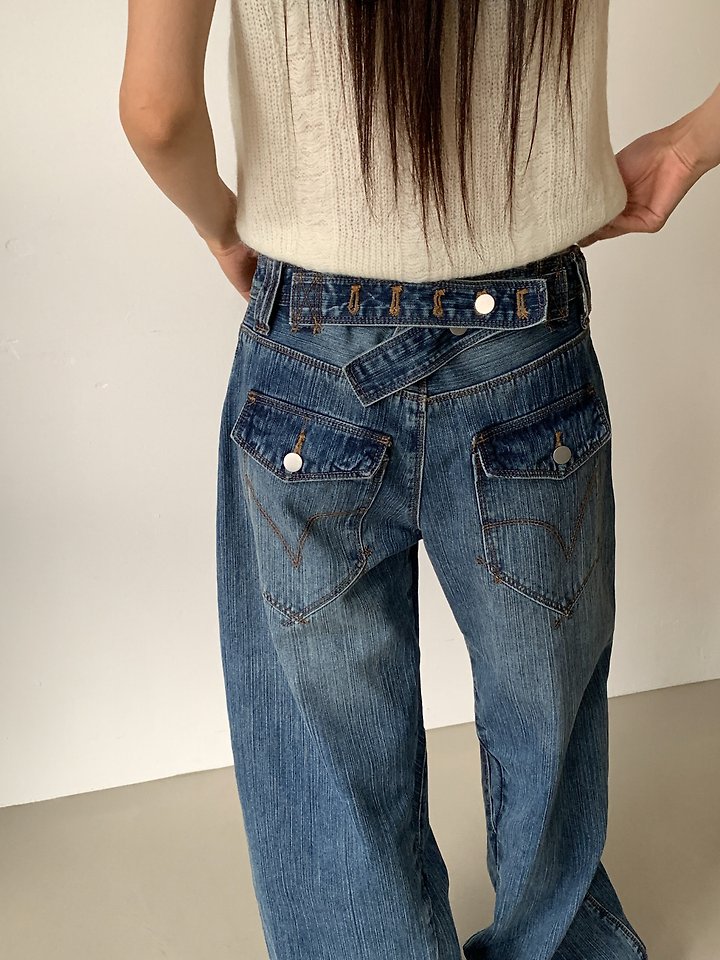 Martingale Snap Denim Pants by Vive L for Women - view 9