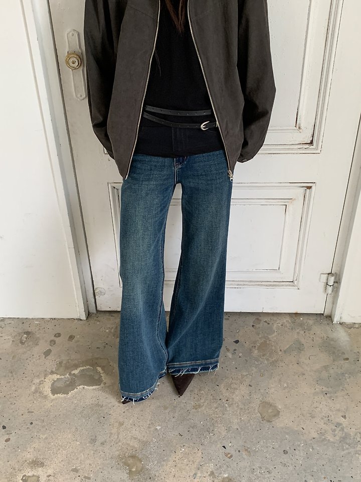 Raw Edge Boots Cut Denim Pants by Vive L for Women - view 5