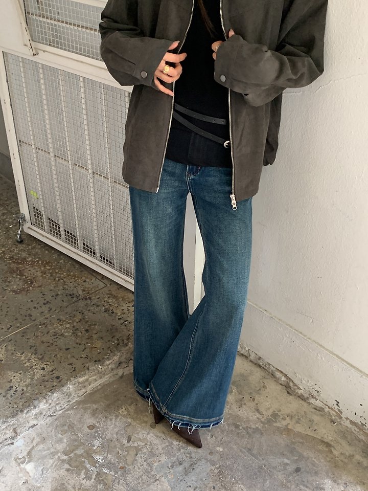 Raw Edge Boots Cut Denim Pants by Vive L for Women - view 9