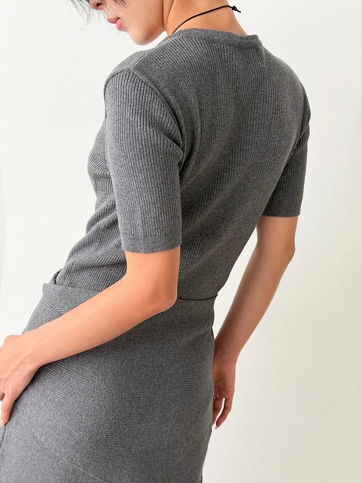 Ribbed Short Sleeved Top by Yikho for Women - view 7
