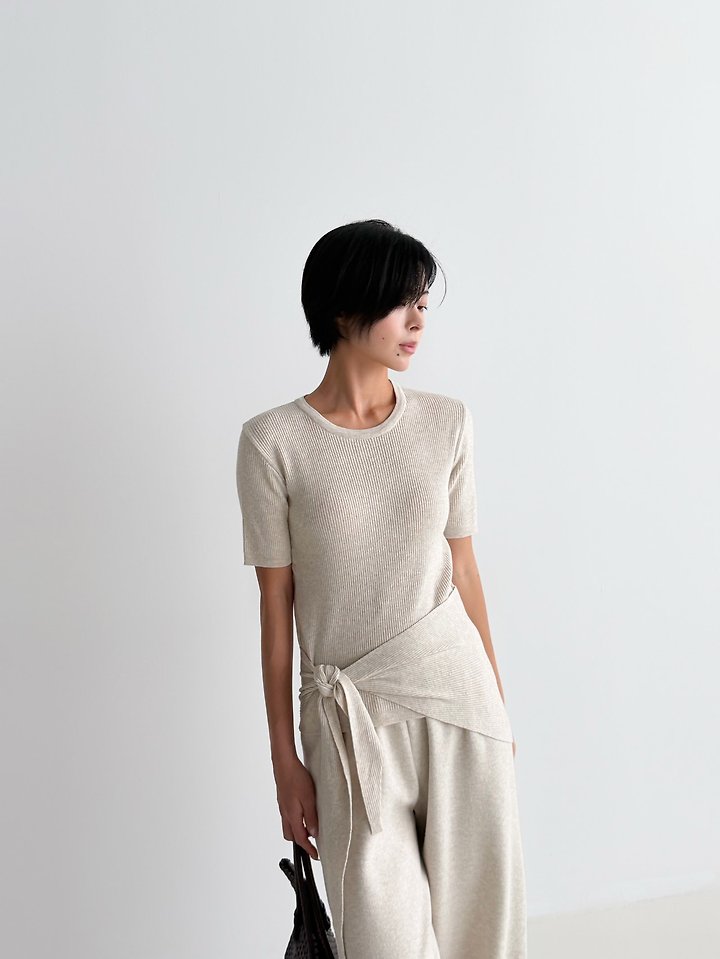 Ribbed Short Sleeved Top by Yikho for Women - view 9