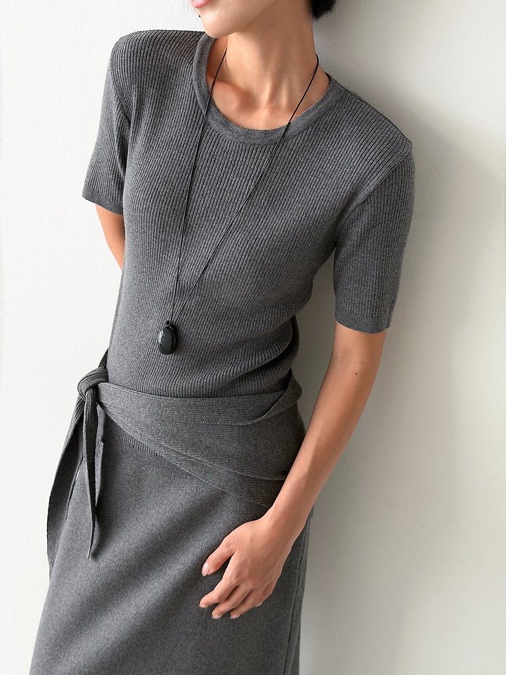 Ribbed Short Sleeved Top by Yikho for Women - view 2