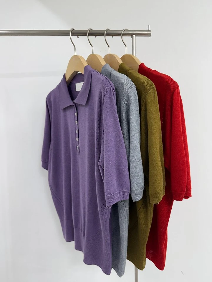 Silk Button Short Sleeved Top by Yikho for Women - view 4