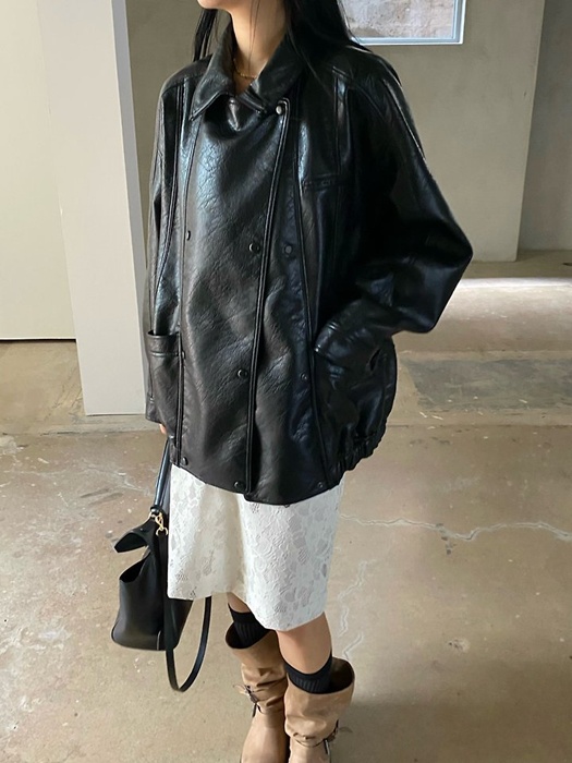 Broad Leather Jacket Broad Leather Jacket by Ouppt for Women - catalog view