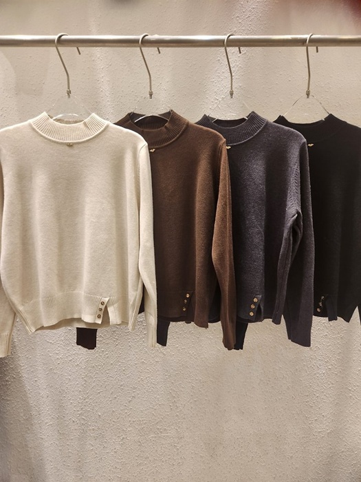Slit Button Half Mock Neck Knit Slit Button Half Mock Neck Knit by Another Plan for Women - catalog view