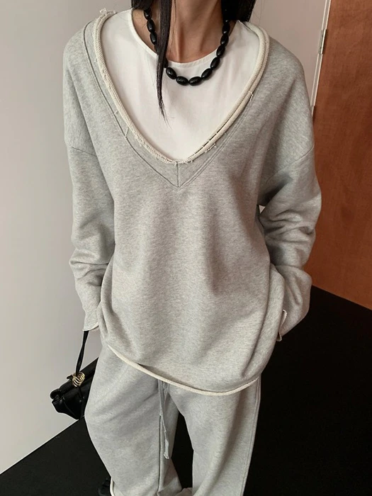 Rough V-Neck Sweatshirt by Lucy Salon for Women - catalog view