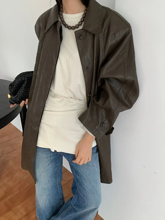 Ted Leather Trench Coat Ted Leather Trench Coat by Lucy Salon for Women - catalog view