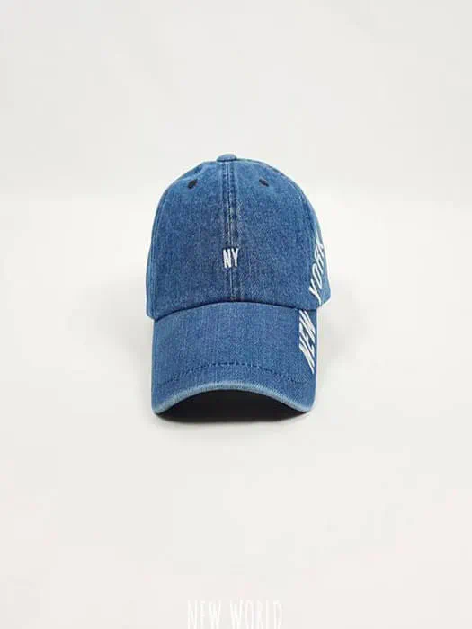 New York Side Embroidery Ball Cap Denim by World Moja for Child - catalog view