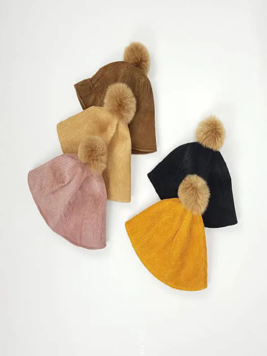 Corduroy Pompom Bucket Hat by World Moja for Child - catalog view
