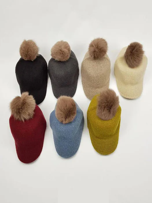 Knit Pompom Riding Cap (Detachable Pompom)-Kids by World Moja for Child - catalog view