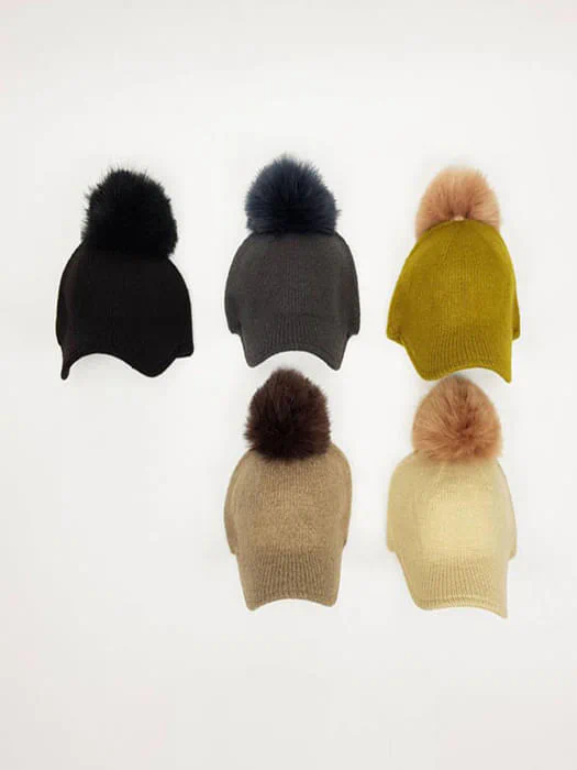 Knit Pompom Riding Cap (Detachable Pompom)-Adult by World Moja for Mom + child - catalog view