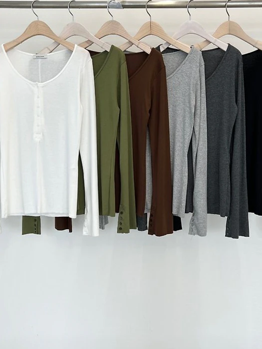 Mocha Henley U-Neck Tee by Another Avenue for Women - catalog view