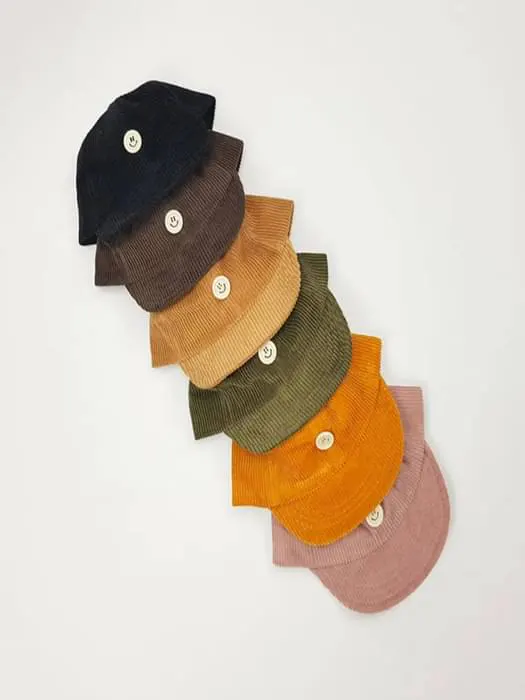 Smile Button Corduroy Mini Brim Cap Smile Button Corduroy Mini Brim Cap by World Moja for Child - catalog view