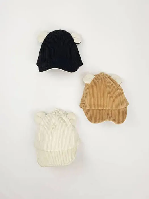 Corduroy Bear Ear Mini Brim Cap Corduroy Bear Ear Mini Brim Cap by World Moja for Child - catalog view