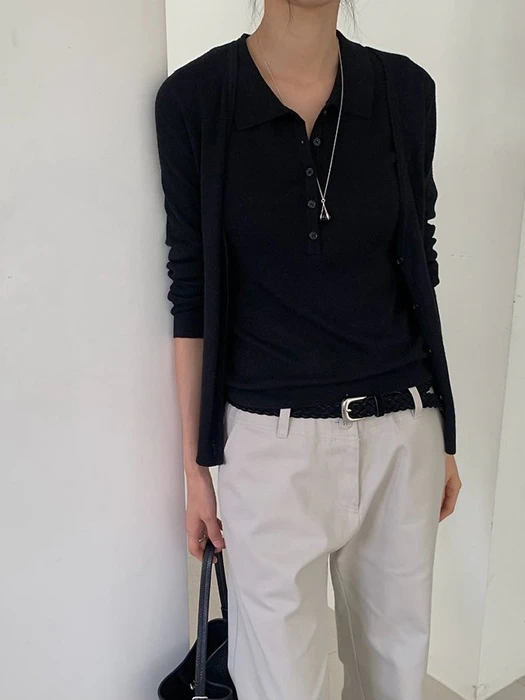 Polka Collar Sleeveless Cardigan Set Polka Collar Sleeveless Cardigan Set by Something Else for Women - catalog view