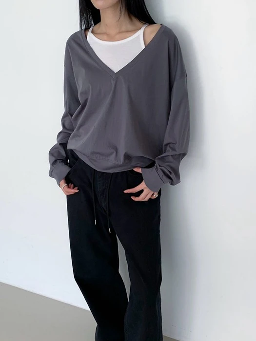Deep V-Neck Silket Sweatshirt Deep V-Neck Silket Sweatshirt by Cover for Women - catalog view