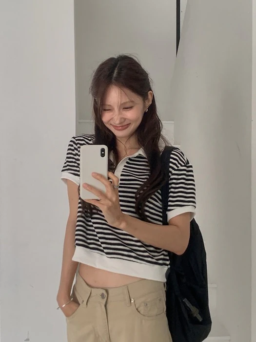 Peak Stripe Collar Knit Peak Stripe Collar Knit by Dress Room for Women - catalog view